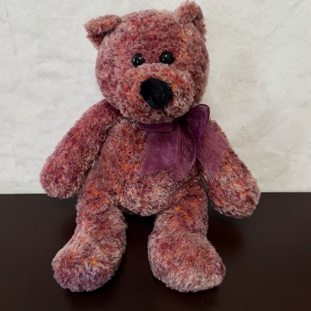 Chosun JcPenney Red Purple Bow Heathered Plush Teddy Bear Stuffed Toy Animal 9"
